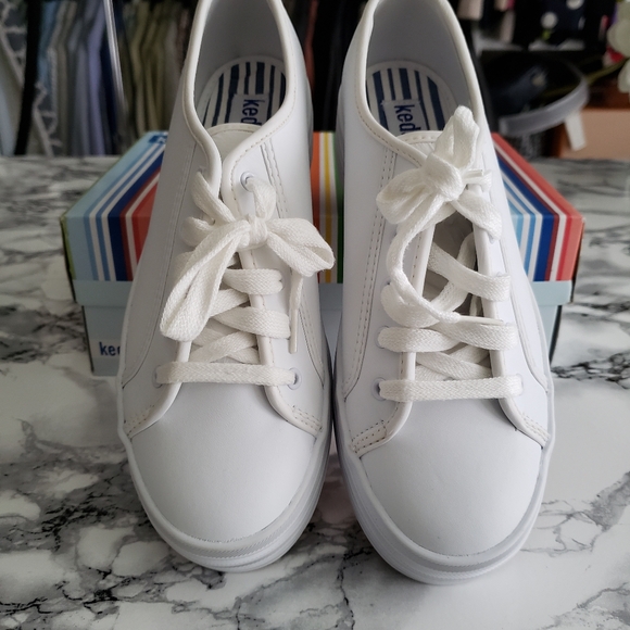KEDS genuine leather platform tennis shoes women sz 6 - Picture 1 of 6